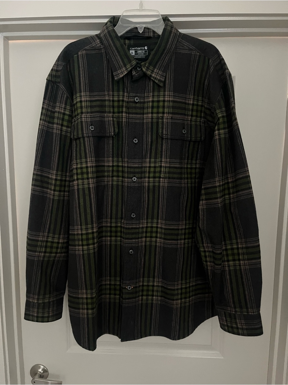 Carhartt Men’s Dark Gray & Olive Flannel - XL, 100% cotton